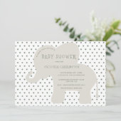 Invitation Baby shower Polkadot Vert Eléphant (Debout devant)