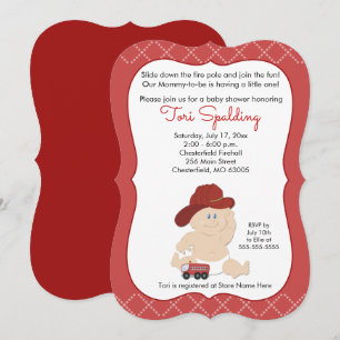 Invitation Baby shower pompier bébé