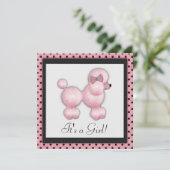 Invitation Baby Shower Poodle Rose (Debout devant)