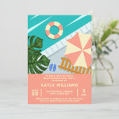 Invitation Baby shower Pool Party Tropical Pool Scene (Debout devant)