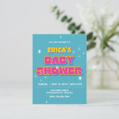 Invitation Baby shower pop rétro (Debout devant)