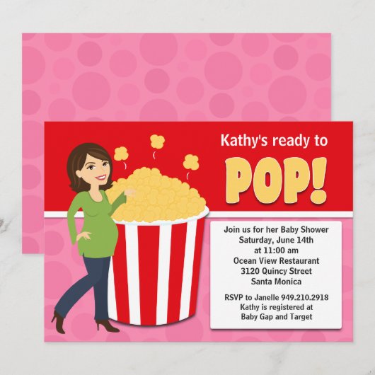 Invitation Baby shower Popcorn (Devant / Derrière)