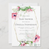Invitation Baby shower | Poppies d'aquarelle rose (Devant)