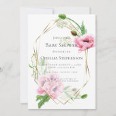 Invitation Baby shower | Poppies roses (Devant)