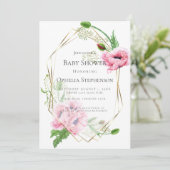 Invitation Baby shower | Poppies roses (Debout devant)