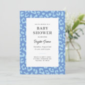 Invitation Baby shower Poster de animal Blue Leopard (Debout devant)