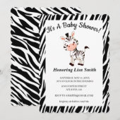 Invitation Baby shower Poster de animal Cute Zebra (Devant / Derrière)
