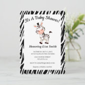 Invitation Baby shower Poster de animal Cute Zebra (Debout devant)