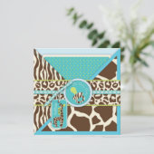 Invitation Baby shower Poster de animal  de Giraffe & Pacifie (Debout devant)