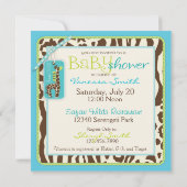Invitation Baby shower Poster de animal de Giraffe & Pacifie (Dos)