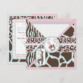 Invitation Baby shower Poster de animal de Giraffe & Pacifie (Devant / Derrière)