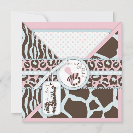 Invitation Baby shower Poster de animal de Giraffe & Pacifie (Devant)