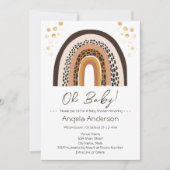 Invitation Baby shower Poster de animal Rainbow Boho (Devant)
