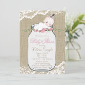Invitation Baby Shower Pot Mason Burlap (Debout devant)