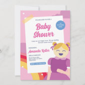 Invitation Baby shower poupée rose mignonne (Devant)