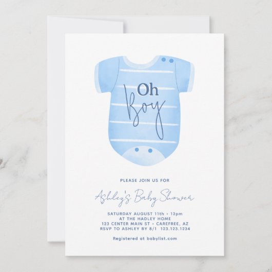 Invitation Baby shower pour bébé bleu (Devant)