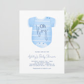 Invitation Baby shower pour bébé bleu (Debout devant)