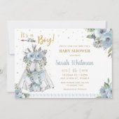 Invitation Baby shower pour bébé bleu bleu bleu de Cute Eleph (Devant)