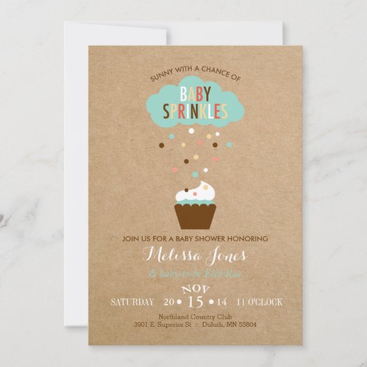 Invitation Baby shower pour bébé Cupcake (Devant)