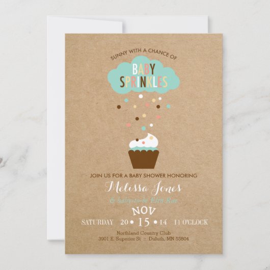 Invitation Baby shower pour bébé Cupcake (Devant)