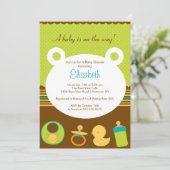 Invitation Baby shower pour bébé doux Icons pour fille ou gar (Debout devant)