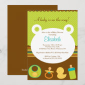Invitation Baby shower pour bébé doux Icons pour fille ou gar (Devant / Derrière)