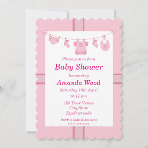 Invitation Baby shower pour bébé fille rose