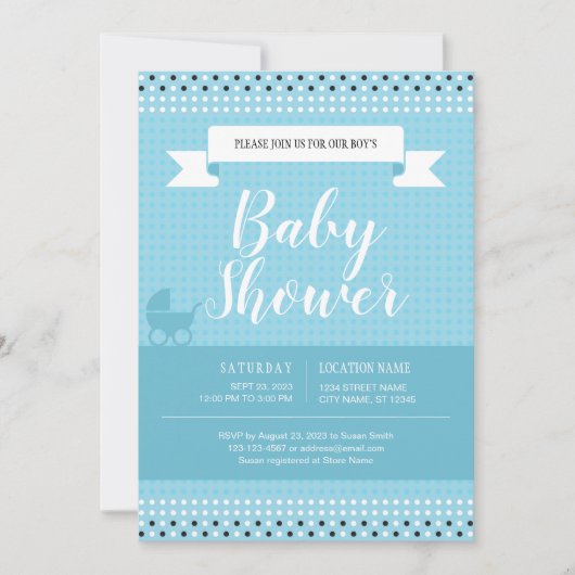Invitation baby shower pour bébé garçon (Devant)