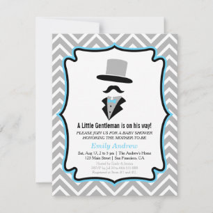 Invitation Baby-Shower pour Bébé Garçon Monsieur Moustachu Hi