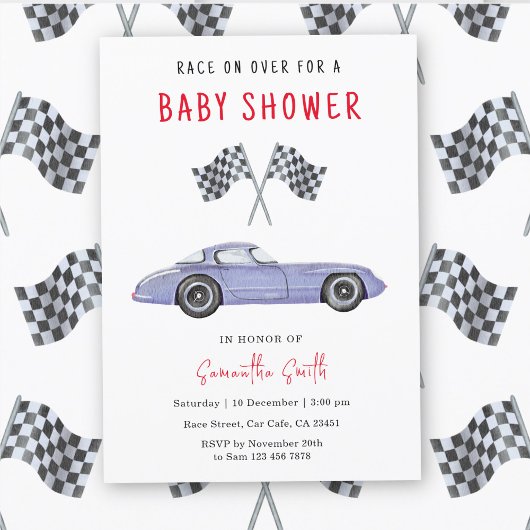 Invitation Baby Shower pour bébé pilote de course