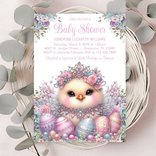 Invitation Baby Shower pour Bébé Poussin de Pâques
