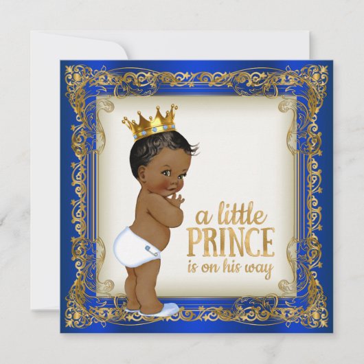 Invitation Baby Shower pour bébé prince afro-américain (Devant)