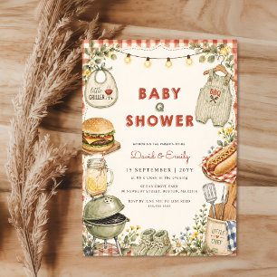 Invitation Baby Shower pour bébé Q BBQ pour couples à l'aquar