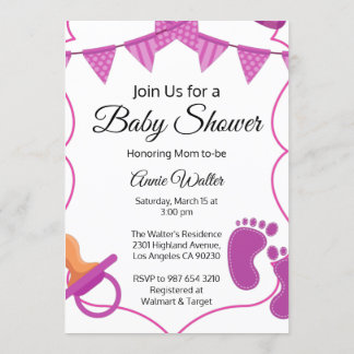 Invitation Baby shower pour bébé rose