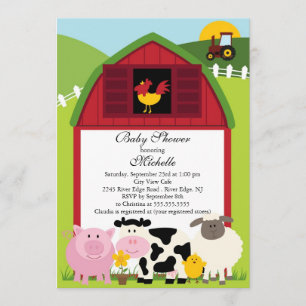 Invitation Baby shower pour bébés animaux de ferme cute Invit