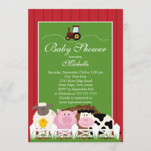 Invitation Baby shower pour bébés animaux de ferme cute Invit