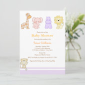 Invitation Baby shower pour bébés de la jungle vio (Debout devant)