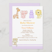 Invitation Baby shower pour bébés de la jungle vio (Devant / Derrière)