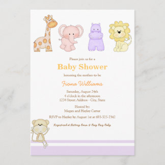 Invitation Baby shower pour bébés de la jungle vio