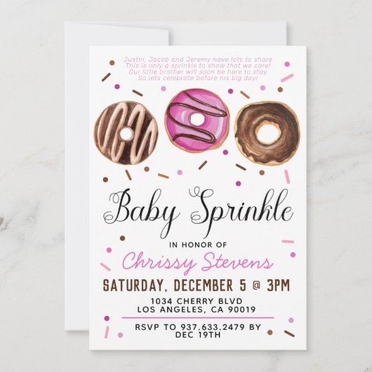 Invitation Baby shower pour bébés Donut Sprinkl (Devant)