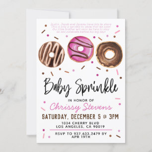 Invitation Baby shower pour bébés Donut Sprinkl