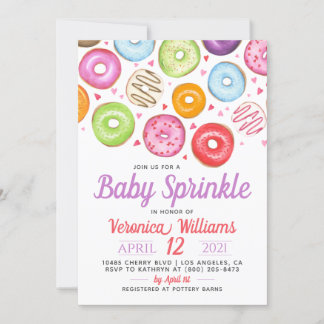 Invitation Baby shower pour bébés Donut Sprinkl