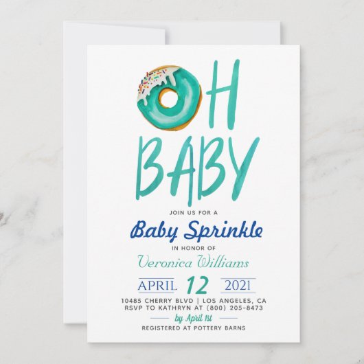 Invitation Baby shower pour bébés Donut Sprinkl (Devant)