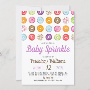Invitation Baby shower pour bébés Donut Sprinkl