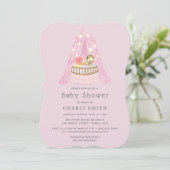 Invitation Baby shower pour bébés filles de lit ro (Debout devant)