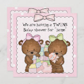 Invitation baby shower pour bébés jumeaux (Devant / Derrière)