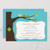 Invitation Baby shower pour bébés oiseaux (Devant / Derrière)