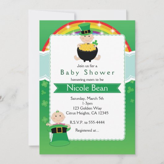 Invitation Baby shower pour bébés St. Patrick's Day Invitatio (Devant)