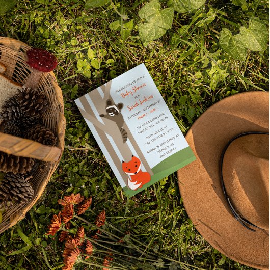 Invitation Baby shower pour bébés Woodland