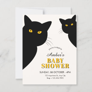 Invitation Baby shower pour chat noir